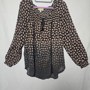 Vera Wang Black Blouse with Pink Floral Print